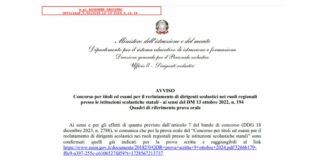 Avviso Quadri di riferimento prova orale Concorso Dirigenti Scolastici