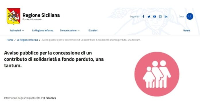 Contributo di solidarietà famiglie siciliane