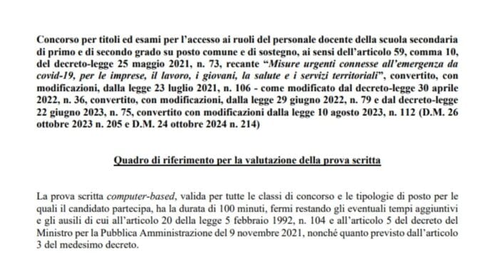 Quadri di riferimento prove scritte Concorso PNRR 2